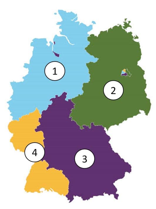 Wie waren die Besatzungszonen Deutschlands nach 1945 verteilt?